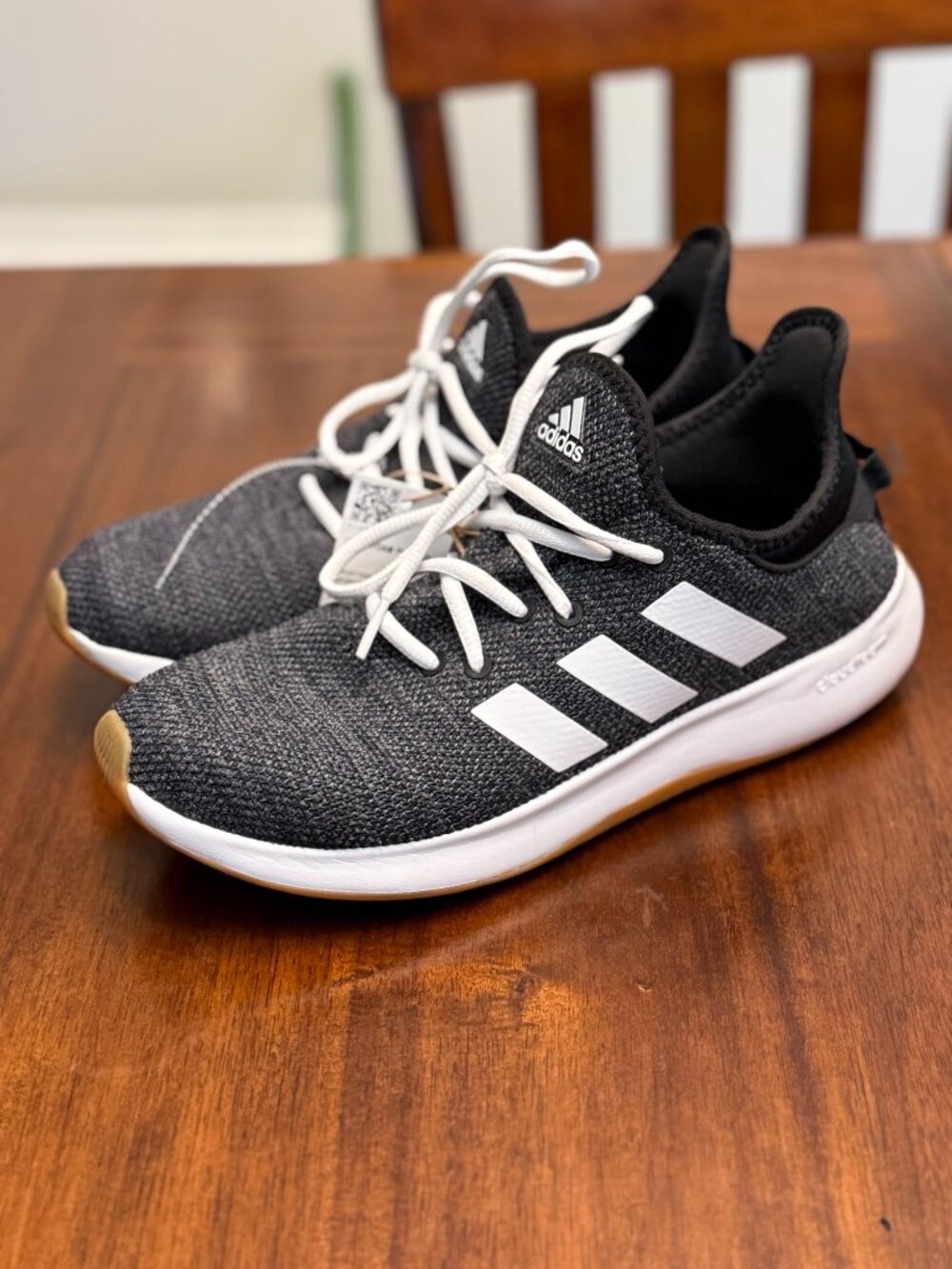 Adidas Cloudfoam Pure SPW Womens 9.5 Black White Gum Clean Girl Sneakers 4274